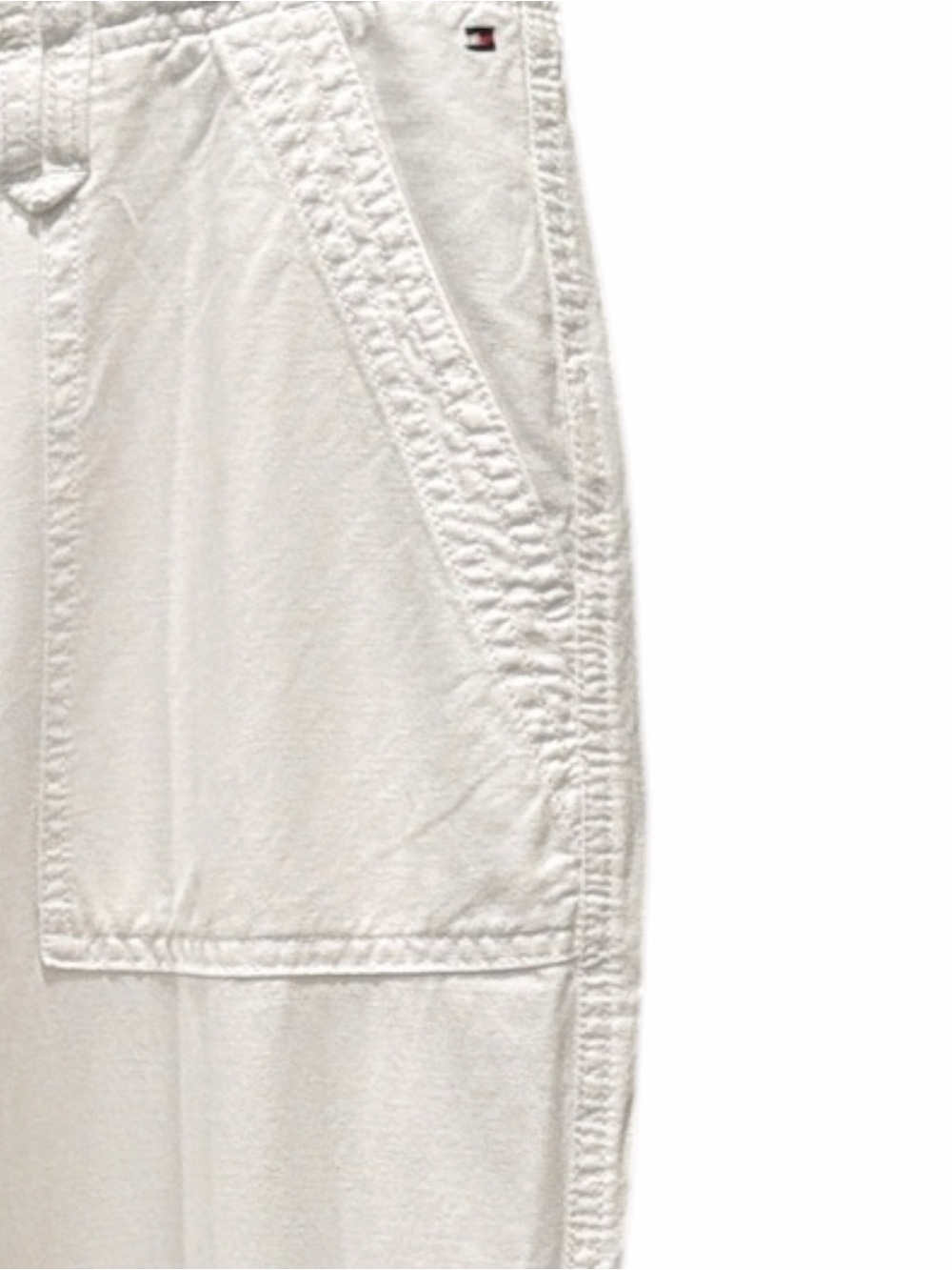Tommy Hilfiger White Utility Wide Leg Pants Women’s 4 High Rise Patch Pocket - Picture 3 of 8